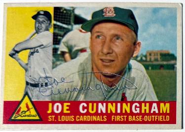 Joe Cunningham Autographed 1960 Topps On Card Auto #40 Light Sig- COA (St. Louis Cardinals)-Powers Sports Memorabilia