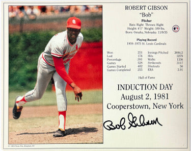 Bob Gibson Autographed St. Louis Cardinals MLB Licensed Hall of Fame Induction Day 8x10 Photo/Card- Tuff Stuff COA/Show Ticket - CTBL_043761-Powers Sports Memorabilia