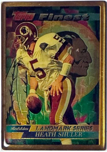 Heath Shuler 1995 Topps Finest Landmark Series Bronze Metal Card #16 (Washington)-Powers Sports Memorabilia