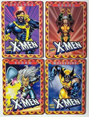 1996 Marvel X-Men - 4 Team Metal Set All-Metal Collector?ÇÖs Cards Storm/Cyclops/Wolverine/Rogue-Powers Sports Memorabilia