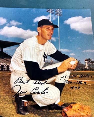 Jim Coates Autographed New York Yankees 8x10 Photo 1956-1963 #39 minor dings- COA-Powers Sports Memorabilia