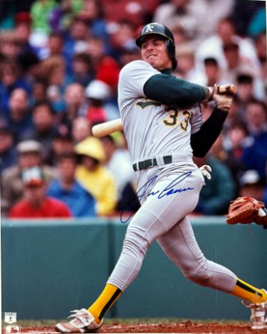 Jose Canseco Autographed Oakland A's MLB Licensed 8X10 Photo minor dings- COA (AL ROY/MVP)-Powers Sports Memorabilia