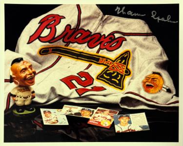 Warren Spahn Autographed Milwaukee Braves Collage 8x10 Photo minor dings- COA/Show Ticket (HOF)-Powers Sports Memorabilia