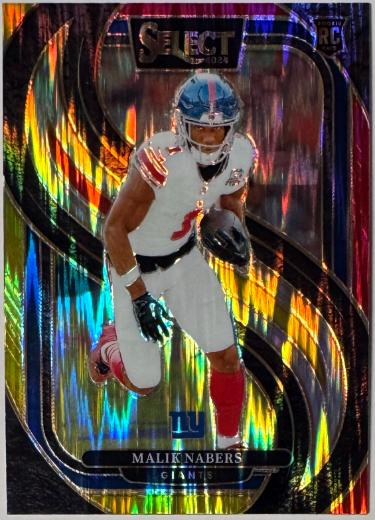 Malik Nabers 2024 Panini Select Rookie Tri-Color Prizm Premier Level Card #116 (RC/New York Giants)-Powers Sports Memorabilia