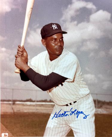 Hector Lopez Autographed New York Yankees MLB 8x10 Photo minor dings- COA (WS Champ)-Powers Sports Memorabilia