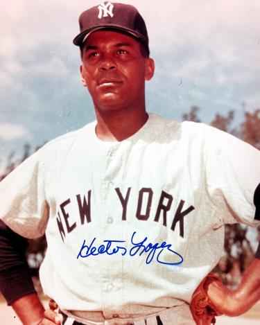 Hector Lopez Autographed New York Yankees 8x10 Photo minor dings- COA (2X WS Champ)-Powers Sports Memorabilia