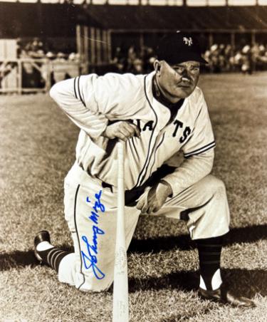 Johnny Mize Autographed New York Giants Sepia Tone 8x10 Photo minor dings- COA (HOF)-Powers Sports Memorabilia