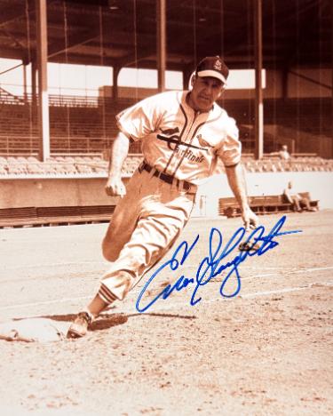 Enos Slaughter Autographed St. Louis Cardinals 8x10 Photo minor dings- COA (HOF)-Powers Sports Memorabilia