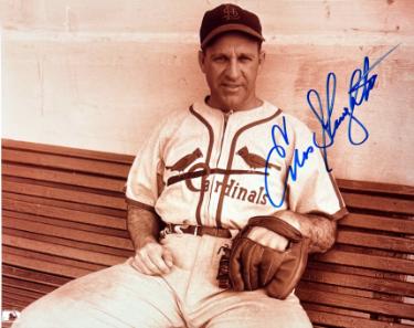 Enos Slaughter Autographed St. Louis Cardinals MLB 8x10 Photo minor dings- COA (HOF)-Powers Sports Memorabilia