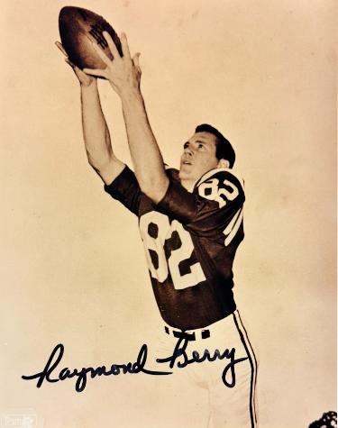Raymond Berry Autographed Baltimore Colts NFL Licensed Sepia Tone 8X10 Photo minor dings- COA (HOF)-Powers Sports Memorabilia