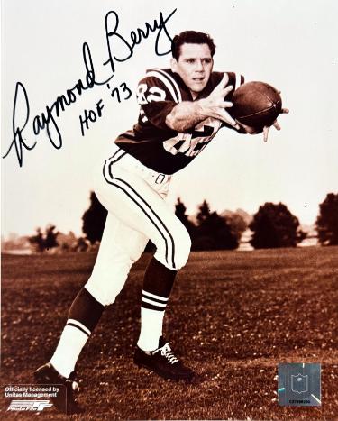 Raymond Berry Autographed Baltimore Colts NFL Licensed Sepia Tone 8X10 Photo HOF 1973 minor dings- COA-Powers Sports Memorabilia