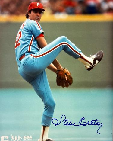 Steve Carlton Autographed Philadelphia Phillies MLB Licensed 8x10 Photo minor dings- COA (HOF)-Powers Sports Memorabilia