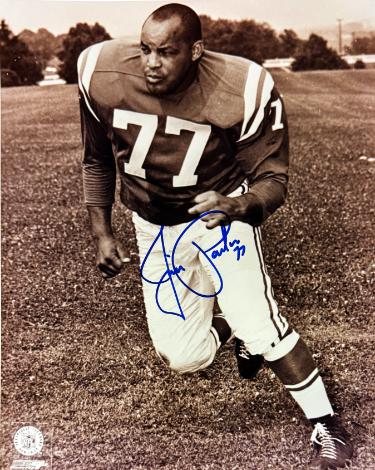Jim Parker Autographed Baltimore Colts NFL Licensed 8x10 Photo #77 minor dings- COA (HOF)-Powers Sports Memorabilia