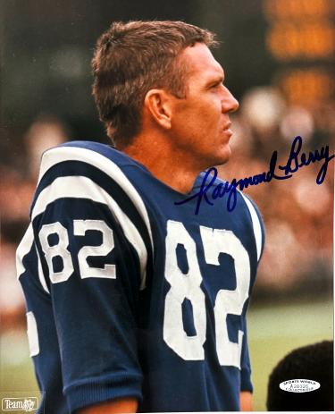 Raymond Berry Autographed Baltimore Colts NFL Licensed 8X10 Photo minor dings- COA (HOF/6X PB)-Powers Sports Memorabilia