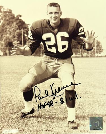 Paul Krause Autographed Minnesota Vikings NFL Licensed 8x10 Photo HOF 98/81 INT minor dings- COA/Show Ticket-Powers Sports Memorabilia