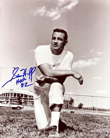 Sam Huff Autographed Washington Vintage B&W 8x10 Photo HOF 82 minor dings- COA-Powers Sports Memorabilia