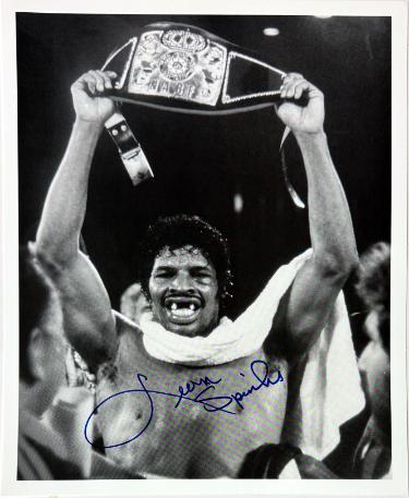Leon Spinks Autographed Boxing B&W 8x10 Photo minor dings- COA/CSA Show Ticket-Powers Sports Memorabilia