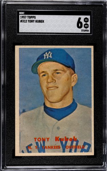 Tony Kubek 1957 Topps Rookie Card (RC) #312- SGC Graded 6 EX-NM (New York Yankees)-Powers Sports Memorabilia