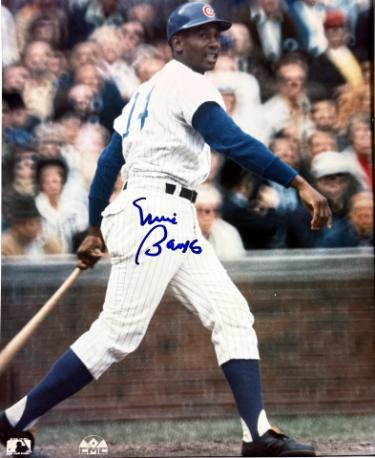 Ernie Banks Autographed Chicago Cubs MLB Licensed 8x10 Photo minor dings- COA (HOF)-Powers Sports Memorabilia