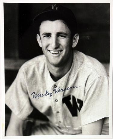 Mickey Vernon Autographed Washington Senators B&W 8x10 Photo minor dings- COA-Powers Sports Memorabilia