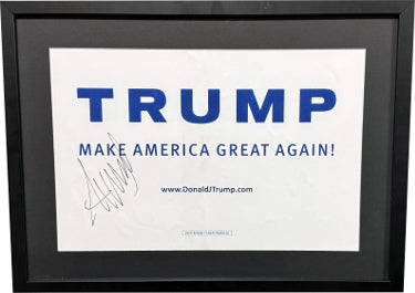 Donald Trump Autographed Make America Great Again MAGA Campaign Poster Custom Framing – JSA LOA (23’x17’/POTUS)-Powers Sports Memorabilia