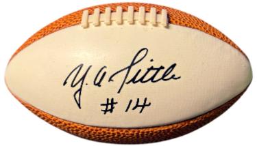 YA (Y.A.) Tittle Autographed Mini Football #14 (5.5 inch) - COA (New York Giants/HOF)-Powers Sports Memorabilia