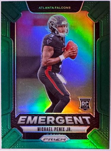 Michael Penix Jr 2024 Panini Prizm Emergent Green Rookie Card (RC) #20 (Atlanta Falcons)-Powers Sports Memorabilia