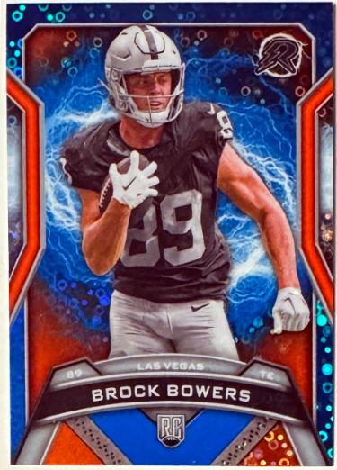 Brock Bowers 2024 Topps Resurgence Blue & Orange Sparkle Rookie Card (RC) #147 (Las Vegas Raiders)-Powers Sports Memorabilia