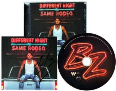 Bailey Zimmerman Autographed 2025 Different Night Same Rodeo 4x4 Art Card Insert/CD/Case- COA