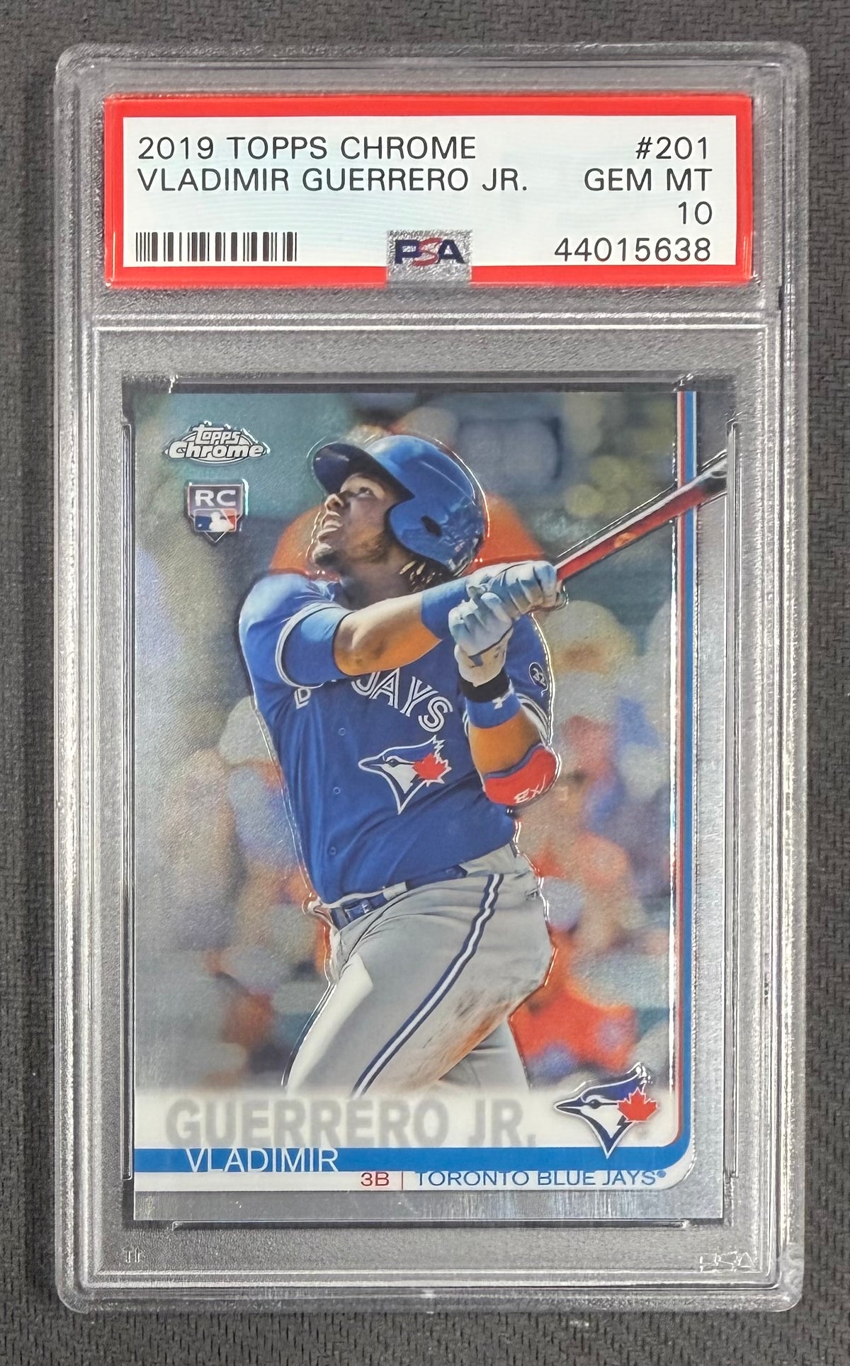 Vladimir Guerrero Jr. 2019 Topps Chrome Toronto Blue Jays Baseball RC Rookie Card #201 Graded PSA 10 Cert #44015638-Powers Sports Memorabilia