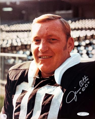 Jim Otto Autographed Oakland Raiders NFL 8x10 Photo 00 minor dings- Sports World COA (HOF)-Powers Sports Memorabilia