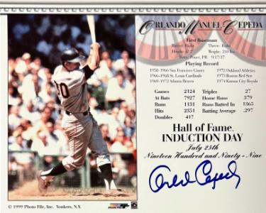 Orlando Cepeda Autographed MLB Licensed Hall of Fame Induction Day 8x10 Photo/Card- Tuff Stuff COA/Show Ticket - CTBL_044064-Powers Sports Memorabilia
