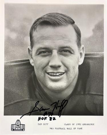 Sam Huff Autographed Washington/NY Giants HOF Enshrinee 8x10 Photo w /HOF 82 Imperfect- COA-Powers Sports Memorabilia