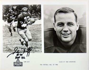 Sam Huff Autographed Washington/NY Giants HOF Enshrinee 8x10 Photo w /HOF 82 minor dings- COA-Powers Sports Memorabilia