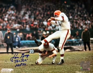 Lou Groza Autographed Cleveland Browns NFL Licensed 8x10 Photo dual "The Toe" & HOF 74- COA/Show Ticket - CTBL_044138-Powers Sports Memorabilia