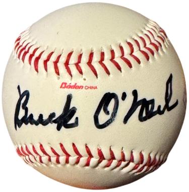 Buck O'Neil Autographed Baden Negro League Museum Logo Baseball- COA (KC Monarchs/HOF/Chicago Cubs) - CTBL_044147-Powers Sports Memorabilia