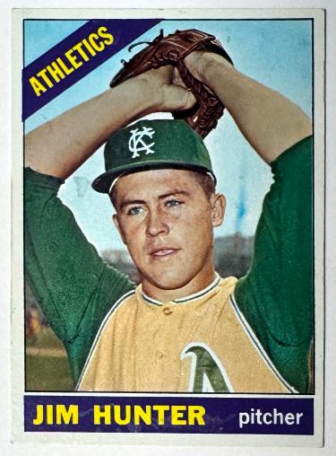 Jim Catfish Hunter 1966 Topps Card #36- (A's/2nd Year/HOF/CY)-Powers Sports Memorabilia