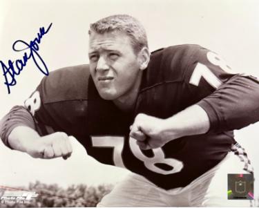 Stan Jones Autographed Chicago Bears NFL Licensed Vintage B&W 8x10 Photo minor dings- COA (HOF/7X Pro Bowl)-Powers Sports Memorabilia