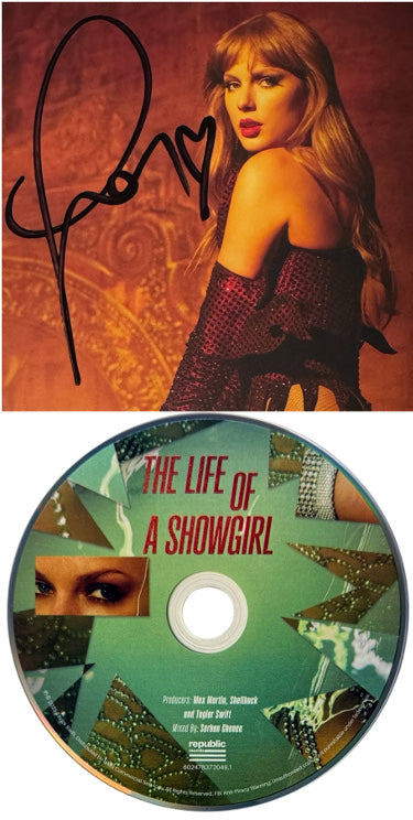 Taylor Swift 2025 The Life of a Showgirl CD Autographed 4.75 Inch X 4.75 Inch Photo Art Card #3 w/ Heart- Beckett Review - CTBL_044188-Powers Sports Memorabilia