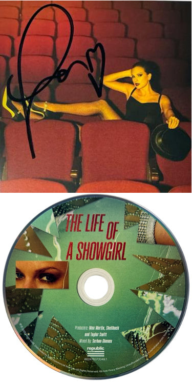 Taylor Swift 2025 The Life of a Showgirl CD Autographed 4.75 Inch X 4.75 Inch Photo Art Card #4 w/ Heart- Beckett Review-Powers Sports Memorabilia