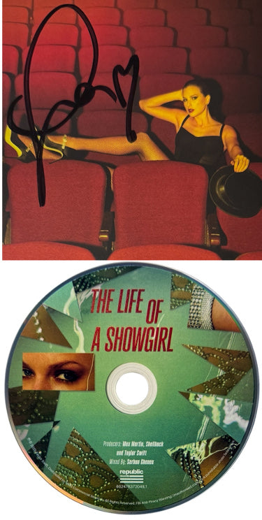 Taylor Swift 2025 The Life of a Showgirl CD Autographed 4.75 Inch X 4.75 Inch Photo Art Card #4 w/ Heart- Beckett Review - CTBL_044190-Powers Sports Memorabilia