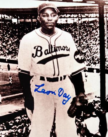 Leon Day Autographed Baltimore Elite Giants Negro League Sepia Tone 8x10 Photo minor dings- Tuff Stuff COA/Show Ticket (HOF)-Powers Sports Memorabilia