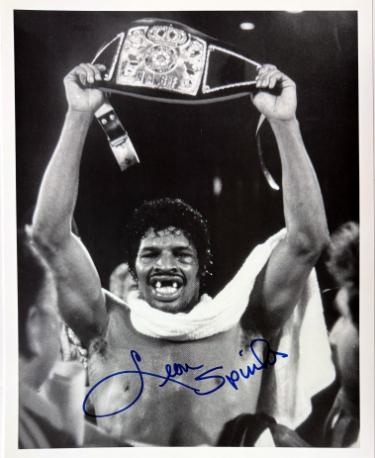 Leon Spinks Autographed Boxing B&W 8x10 Photo minor dings- COA/CSA Show Ticket - CTBL_044202-Powers Sports Memorabilia