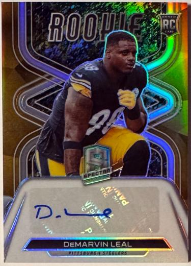 DeMarvin Leal Autographed 2022 Panini Spectra Silver Prizm Rookie Auto Card #31- /8 (Pittsburgh Steelers)-Powers Sports Memorabilia