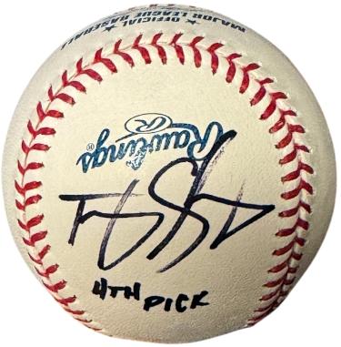 Tony Sanchez Autographed Official Rawlings Major League Baseball 4th Pick- COA (Pirates/Braves)-Powers Sports Memorabilia