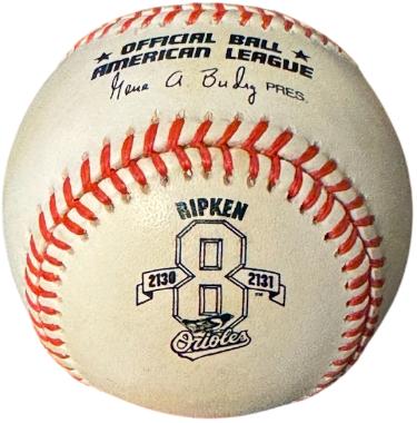 Cal Ripken Jr 2130/2131 Official American League #8 Logo Baseball toned- New-Powers Sports Memorabilia