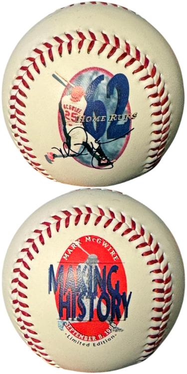 Mark McGwire #62 Making History MLB Fotoball Baseball 9/8/98/Limited Edition-Powers Sports Memorabilia