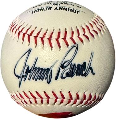 Johnny Bench Autographed Fotoball USA MLB Baseball- /500- light sig- Fotoball USA COA (Cincinnati Reds) - CTBL_044240-Powers Sports Memorabilia