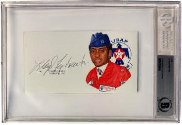 Lloyd "Fig'' Newton Autographed 5.5?ǥx3?ǥ cut signature w/ Image?Çô BAS/Beckett Encapsulated (Vietnam/Northrop T-38 A Talon/Thunderbirds) - CTBL_044257-Powers Sports Memorabilia