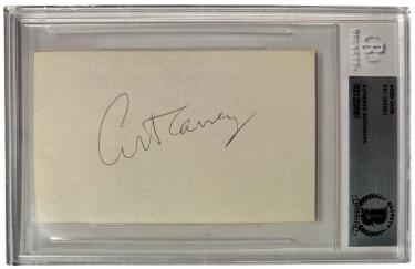 Art Carney Autographed 3x5 Index Card- Beckett/BAS Encapsulated (The Honeymooners/Harry and Tonto/Academy Awards) - CTBL_044265-Powers Sports Memorabilia